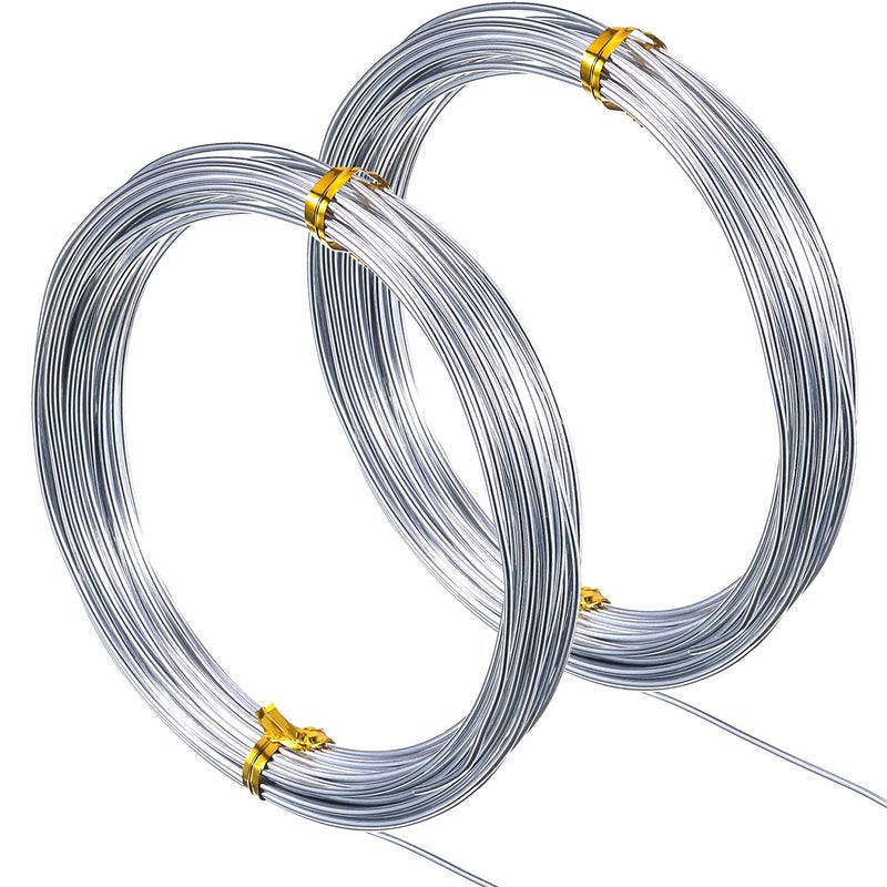 TecUnite Aluminum Craft Wire for Sculpting Armature Bendable Craft Wire for DIY Jewelry Making (2 Roll,Silver,10 M X 1.5 mm) - Image 1